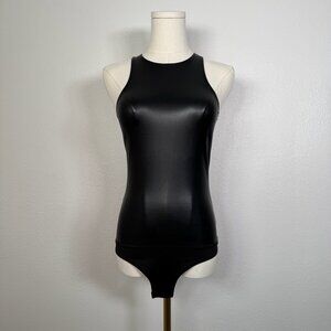 7 For All Mankind Black Faux Leather Bodysuit - Size XS